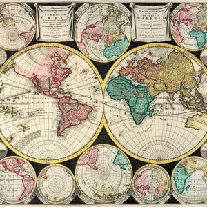 1696 Antike Weltkarte_Ideal zum Einrahmen und Wanddekor