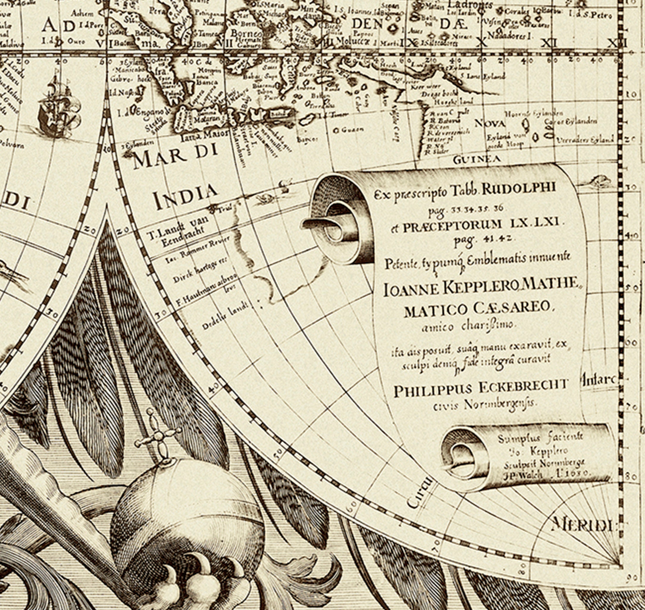 1632 Antique World Map_ideal for Framing & Wall Decor_professionally ...
