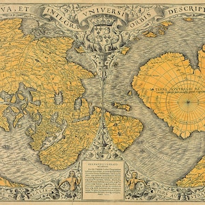 1531 Antique World Map_Ideal para enmarcar y decorar paredes