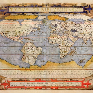 1570 Antique World Map_ Ideal para enmarcar y decorar paredes