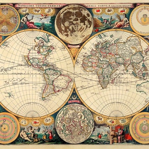 1675 Antike Weltkarte_Ideal zum Einrahmen und Wanddekor