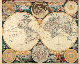 1675 Antique World Map_Ideal for framing and wall decor