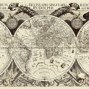 1632 アンティーク世界地図_額装や壁飾りに最適_ヨーロッパでプロが撮影_高解像度プリント_最大サイズ 12.5x18.5"_サイズは異なる場合があります