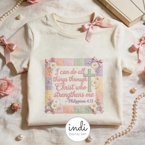 Philippians 4:13 Christian PNG | I Can Do All Things Through Christ Clipart | Bible Verse Design | Patchwork Faith PNG | Instant Download