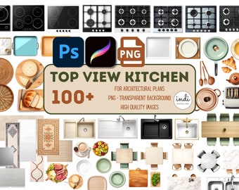 Set of Set of 100 png, top view kitchen furniture, png furniture, architecture plan, high quality png,furniture clipart bundle,scene creator