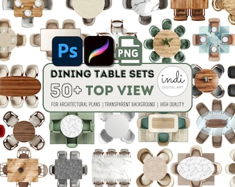 Dining Room Sets Top View PNG Clipart, Architecture Plans (Digital Download)