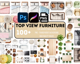 100+ Top View Furniture PNG Clipart, Architecture Plans (Digital Download)