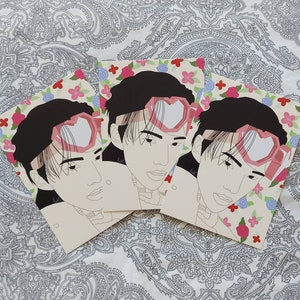 Flowery Maniac heart goggles Stray Kids Hyunjin art print