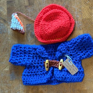 Bartholomew bear crochet pattern, fancy dress costume for a medium size bear