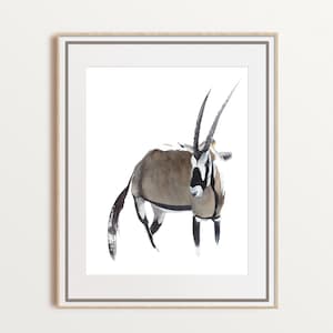 Antelope Watercolor Art  – African Wildlife – Minimalist Animal Poster – Safari Nursery  Wall Decor – Nature Lover Gift – Oryx Giclée Print