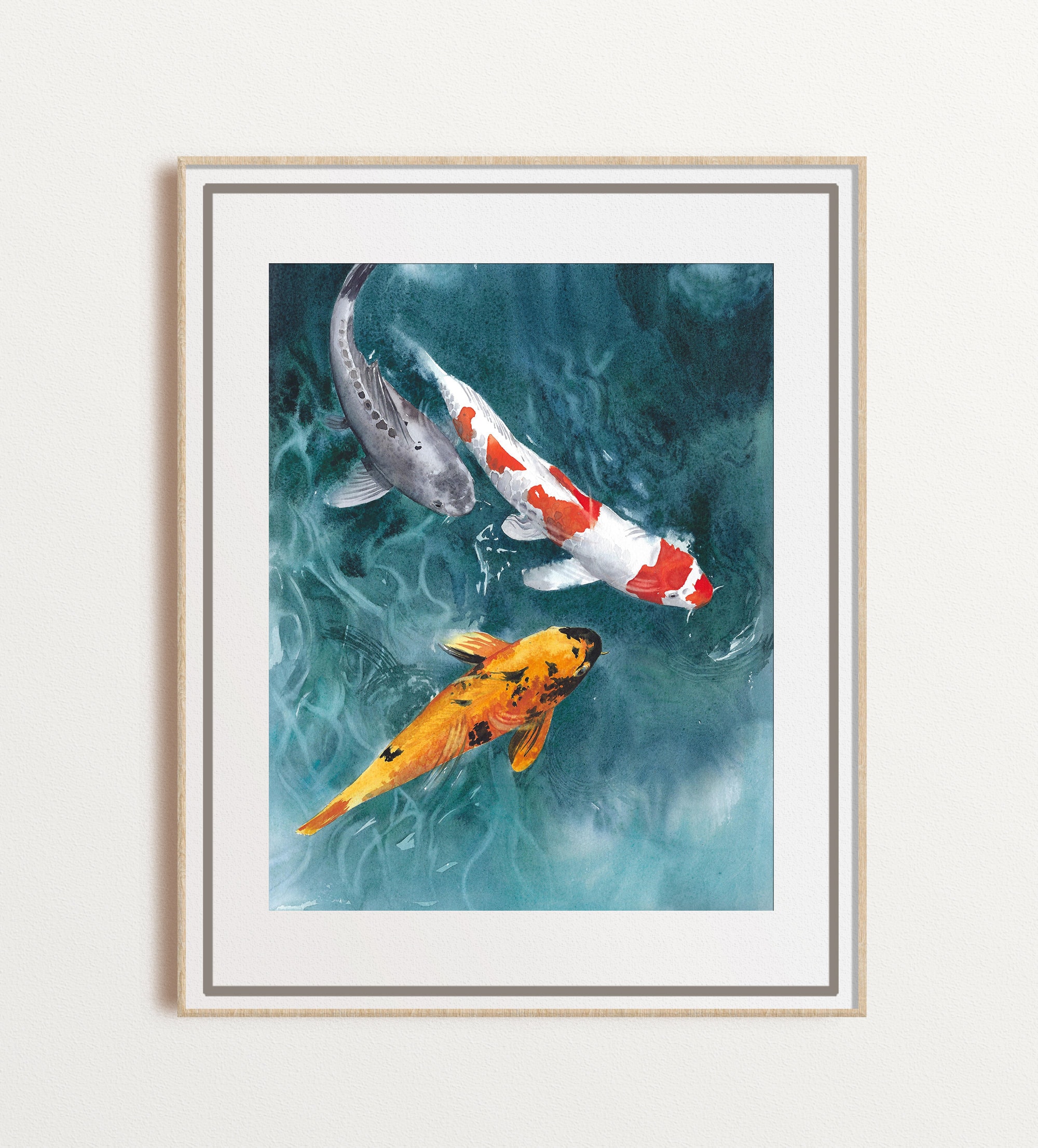 Koi Fish Zen Watercolor Art Giclee Print, Fishpond Wall Art, Koi Pond ...