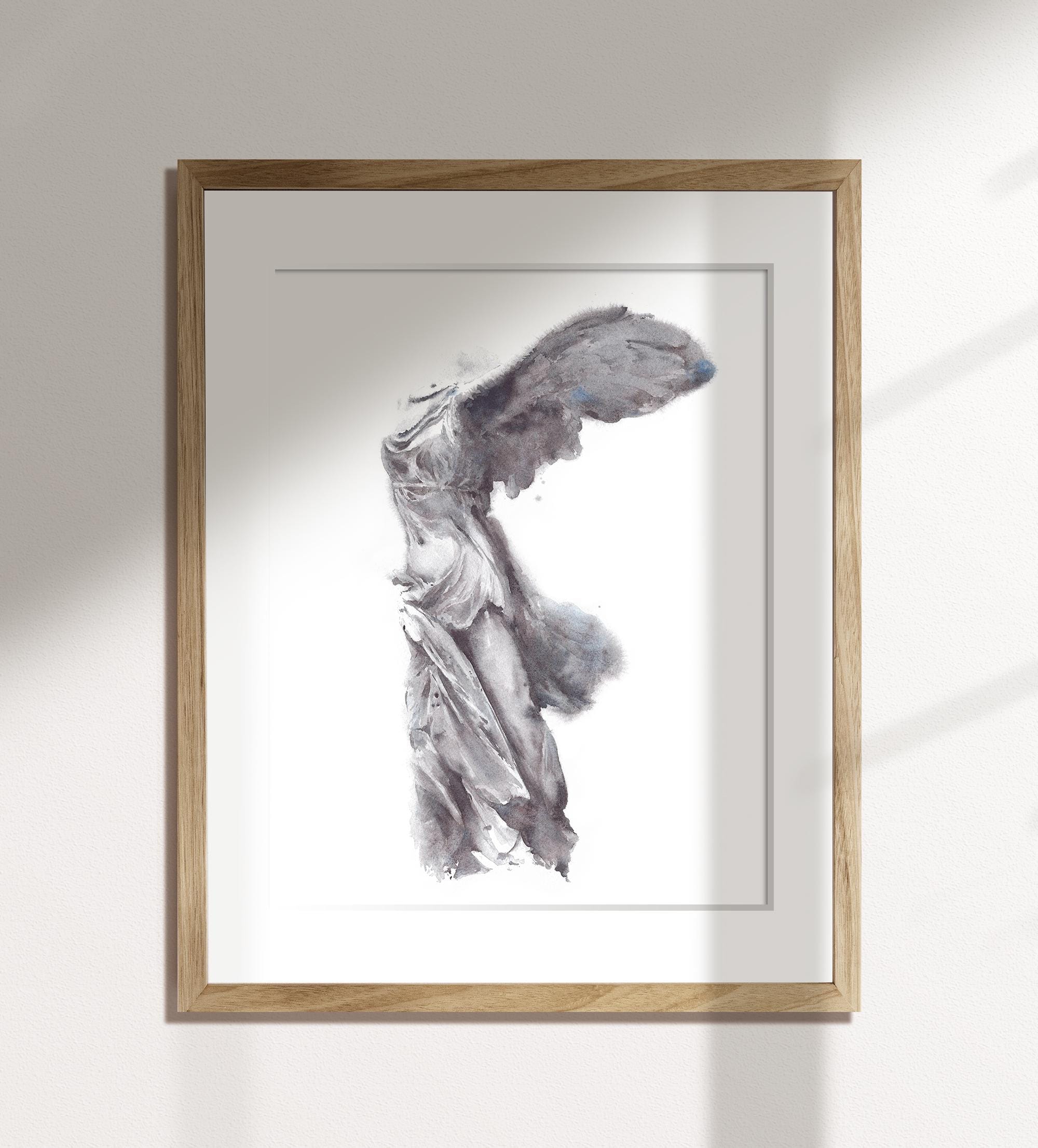 Nike of Samothrace Watercolor Art - Winged Victory Sculpture