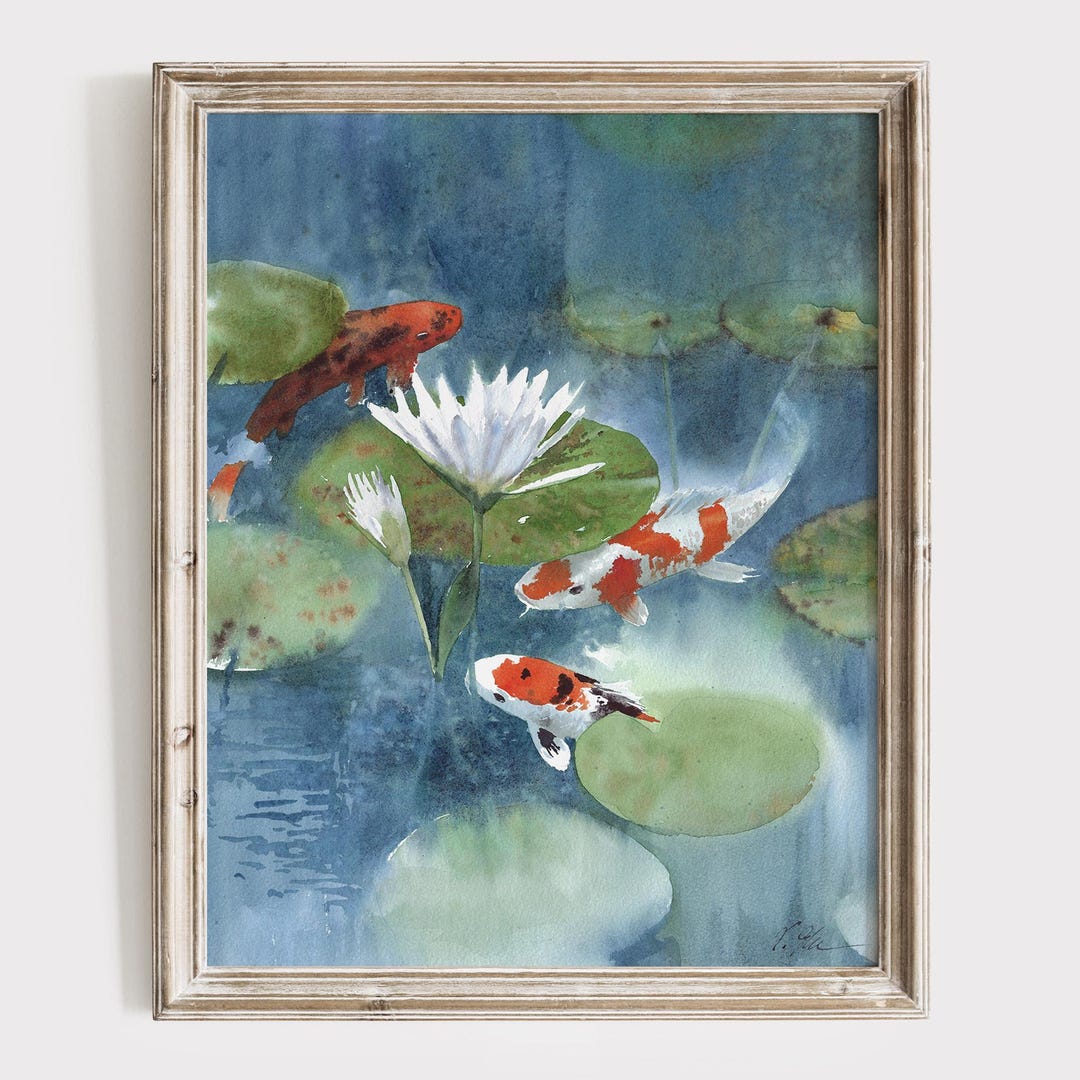 Koi Fish Watercolor Print - Zen Wall Art - Feng Shui Home Decor - Etsy