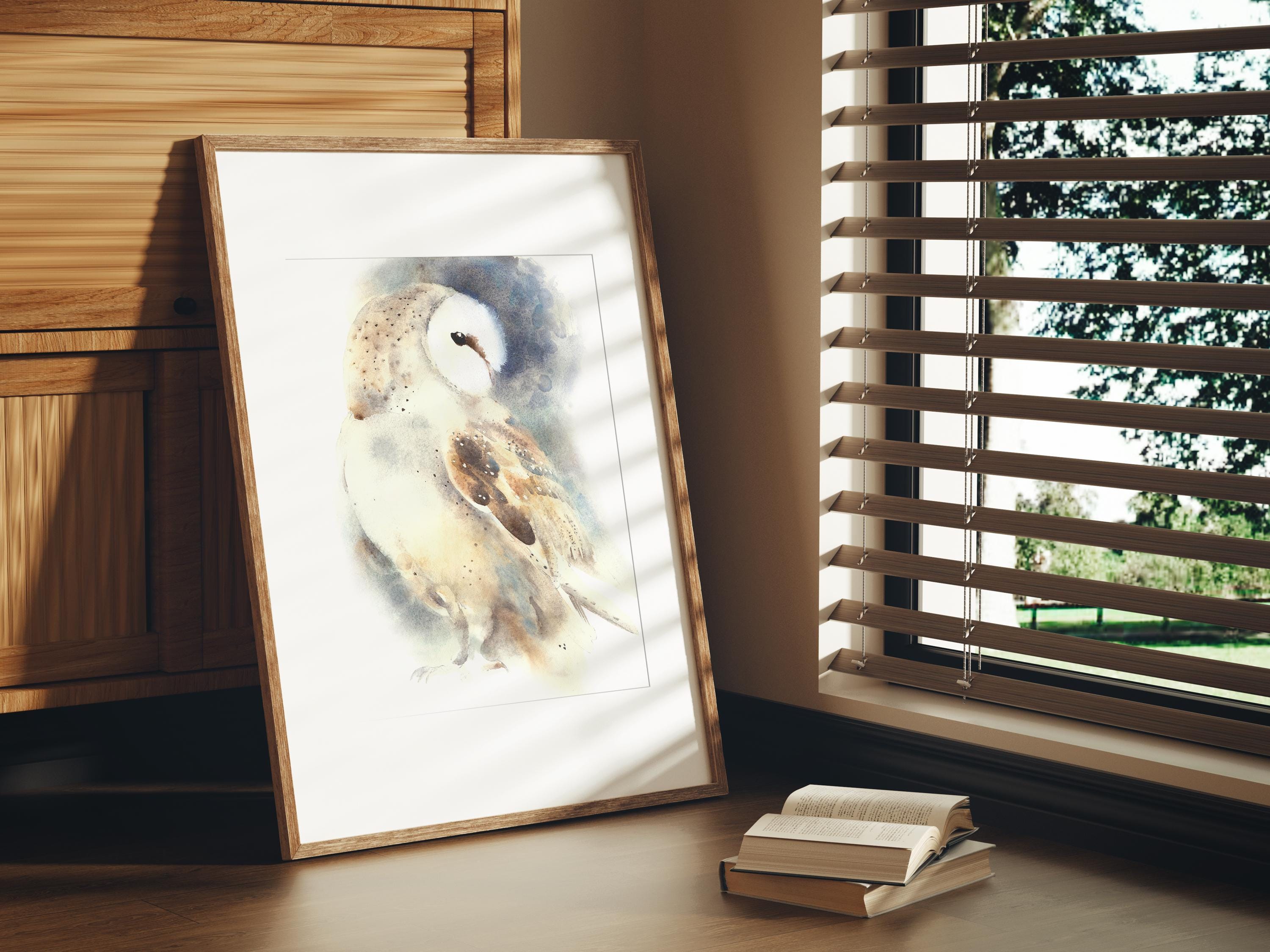 Barn Owl Watercolor Print - Bird of Prey Artwork - Winter Home Decor - Etsy