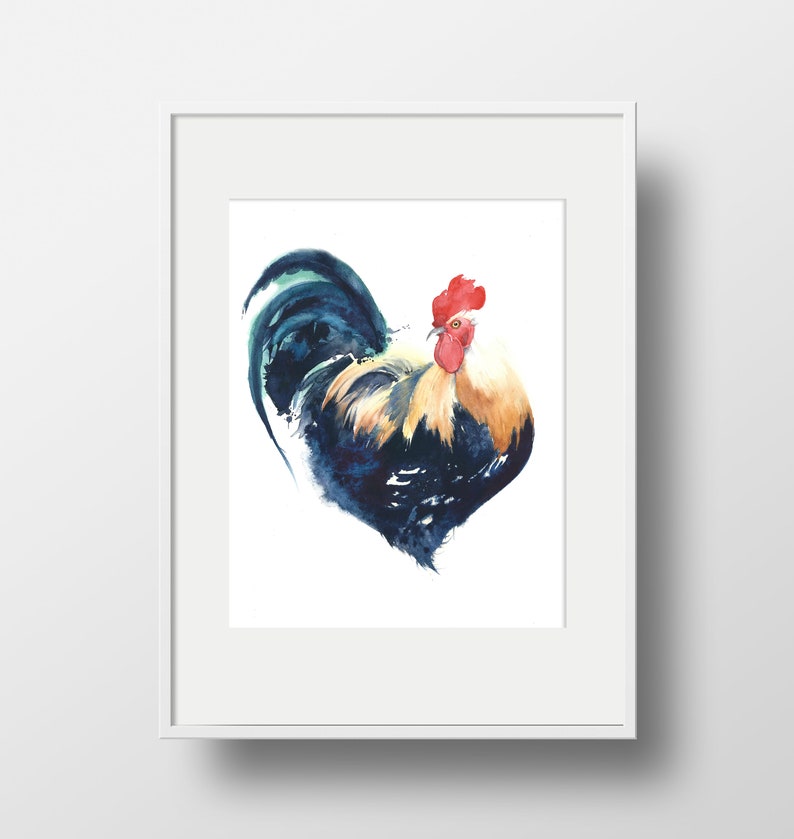 Rooster Print Kitchen Wall Art, Modern Farmhouse Decor, Rooster Lover