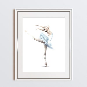 Ballerina watercolor print, ballet wall art, Swan Lake painting, Odette giclée print, girl room decor, neutral minimalist artwork, unframed