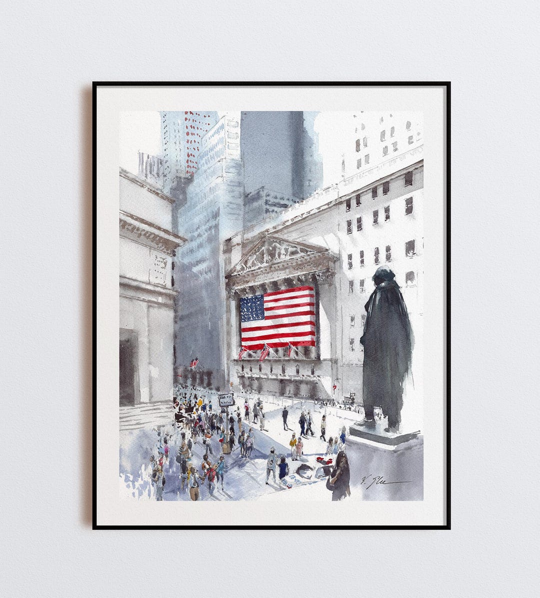 Wall Street Watercolor Print - New York City Artwork - Financial ...