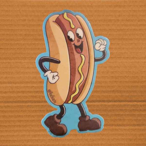 Dancing Retro Hot Dog Vinyl Sticker - Free Shipping