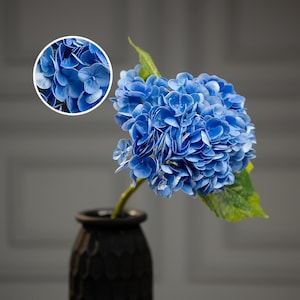 Real Touch Blue Hydrangea Stem 21" Artificial Flower Centerpiece DIY Floral Decoration Wedding Table Decor Home Fake Hydrangea Premium Decor