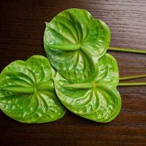 Real Touch Green Anthurium Stem 22&quot; Premium Artificial Flower Centerpiece Wedding Table Decoration Fake DIY Floral Home Tropical Decor Idea