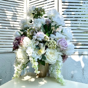  Flores artificiales de hortensias azules, flores de seda  grandes para decoración del hogar, ramos de flores de boda, flores  sintéticas, centro de mesa de cocina, centro de mesa : Hogar y
