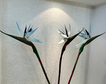 Blue Bird of Paradise Fake Flower Stem Strelitzia Floral Decor Artificial Tropical Arrangement Centerpiece Real Touch Flower Table Decor