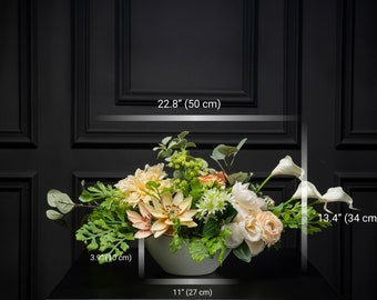 Artificial Flower Arrangement in Vase, Faux Floral Centerpiece for Dining Table, Real Touch Centerpiece Decor, High Quality Silk Flowers