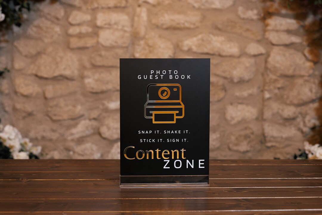 Photo Guestbook Acrylic Sign Matte Black 3D Wedding Guestbook Sign ...