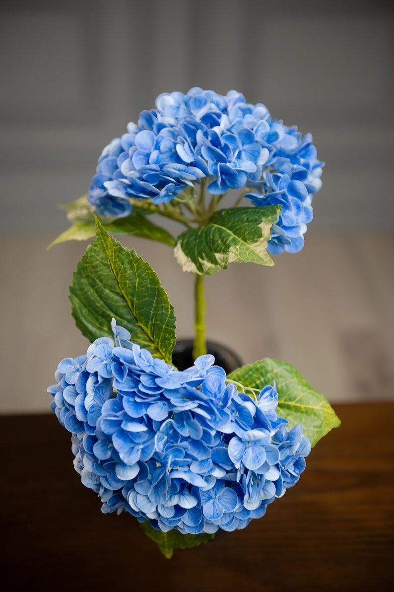 Versatile 21" Artificial Blue Hydrangea Stem for Creating Realistic, High-Quality Wedding and Home Centerpieces.