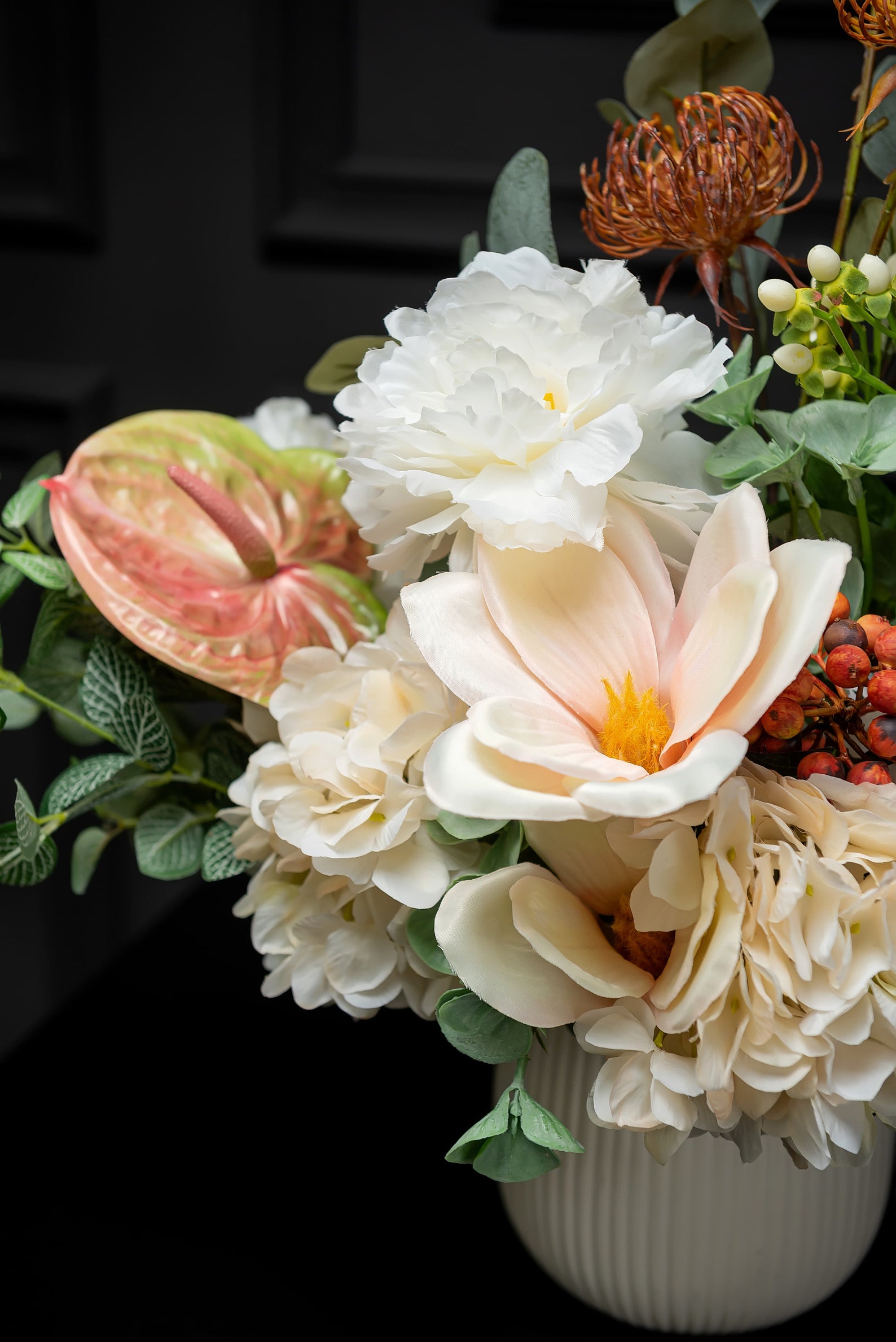 Real Touch Floral Arrangement for Dining Table Artificial Centerpiece in Vase Table, Faux Flower