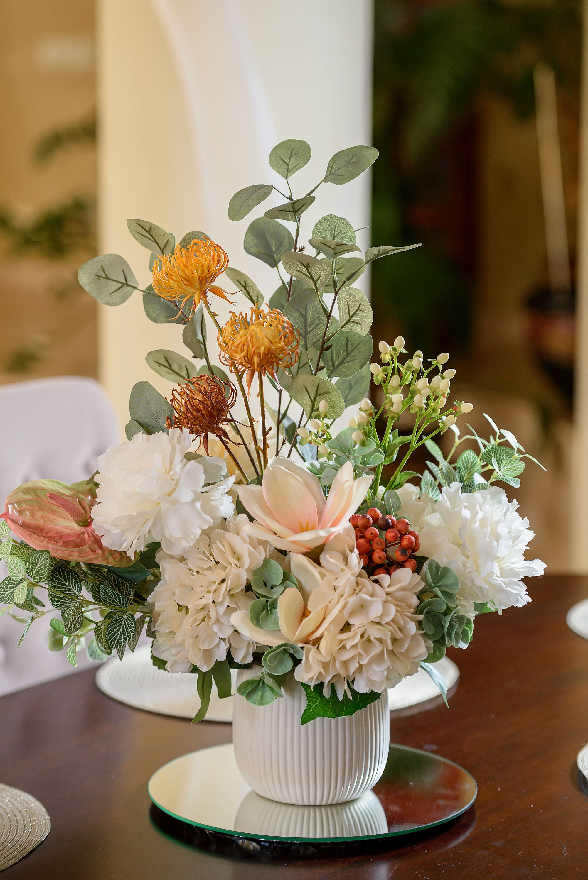 Artificial Flower Arrangement, Coffee Table Decor Flower Arrangement