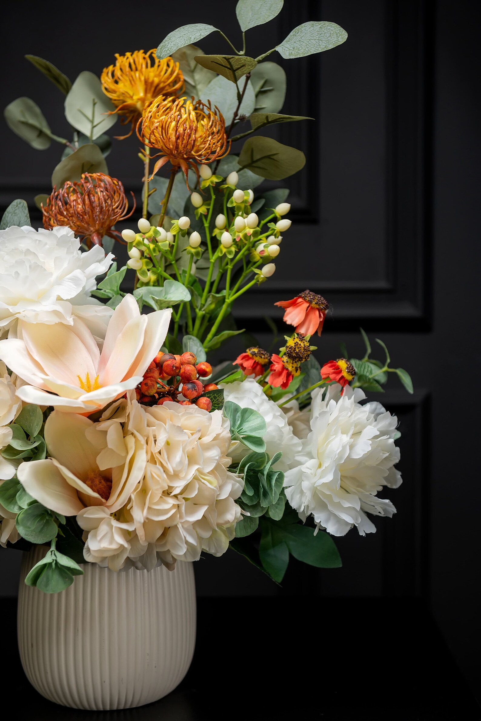 Real Touch Floral Arrangement for Dining Table Artificial Centerpiece in Vase Table, Faux Flower