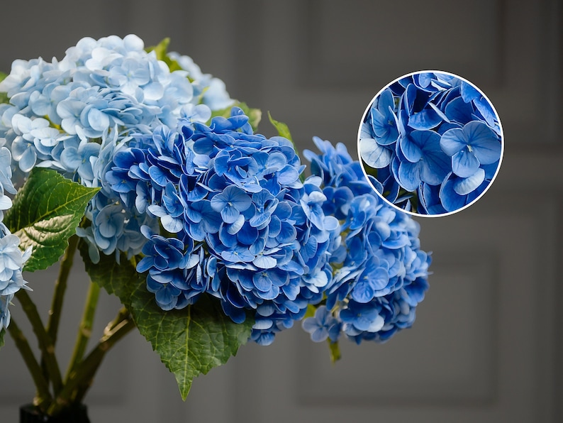 Elevate Event and Home Aesthetics with Our 21" High-Quality Artificial Blue Hydrangea Stem, Perfect for DIY and Wedding Table Decorations.