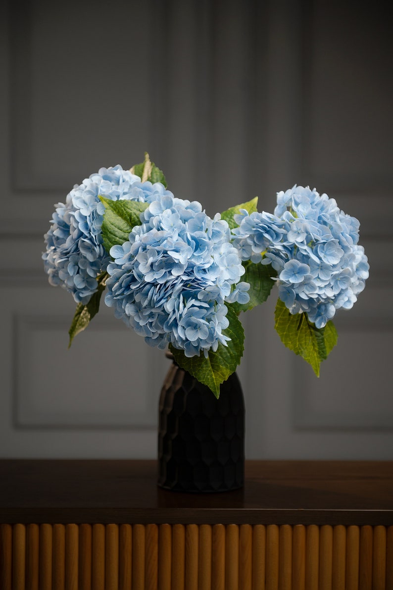 Luxurious 21-inch Fake Light-Blue Hydrangea Decor for Premium Event Styling and Home Interior Design.