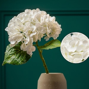 Echte Haptik Weiße Hortensie 53cm Blume Modern Couchtisch Dekoration Kunstblume Hochzeit Strauß Künstliche Blumen Wohndeko Idee Weiß