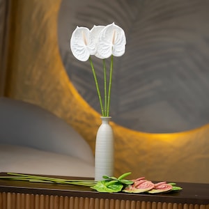 Real Touch Anthurium Stem 22&quot; Premium Artificial Flower Centerpiece DIY Floral Decoration Wedding Table Decoration Home Fake Tropical Decor