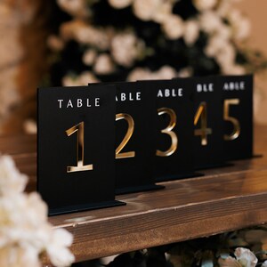 Black Matte Table Numbers 3D Gold Mirror Wedding Table Numbers 5x7 ...