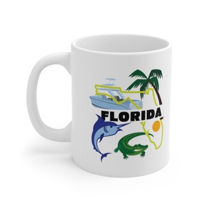Florida Tourist Mug, Florida state map Alligator mug, florida tourist gift mug,florida sunshine state mug, alligator mug gift,Florida Mug