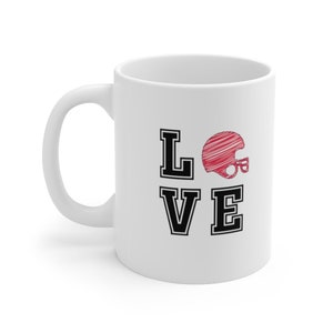 I Love American Football Mug, love gift mug, football season love mug, Mug with football,football team mate mug,football team coach gift mug