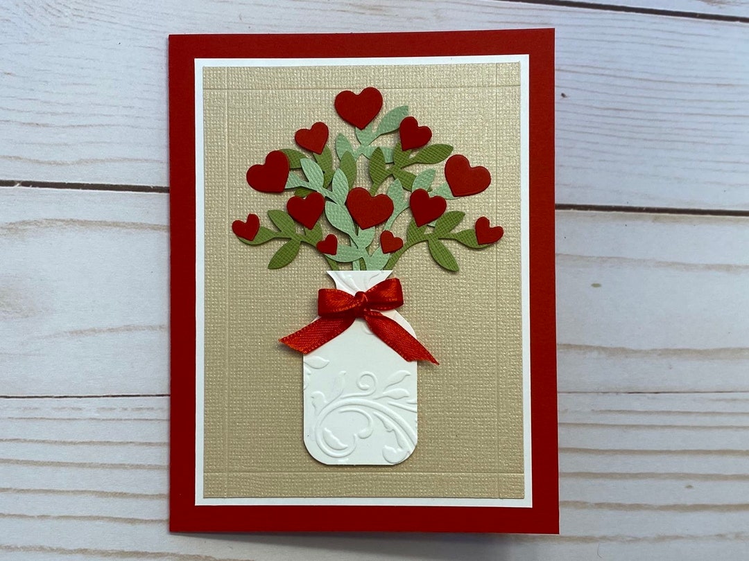 Handmade Greeting Card, Bouquet of Hearts Card, Heart Roses Card ...