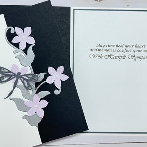 Handmade Sympathy Card, Heartfelt Sympathy Card, Elegant Classy Sympathy Card, Black White Gray Uplifting Dragonfly Condolences Loss Card