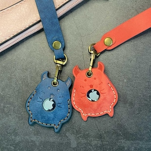 Kawaii Cat AirTag Hülle: AirTag Halter aus Leder