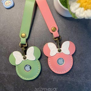 Unique Mouse shaped airtag case, leather keychain airtag schlsselanhnger, air tag llavero, lovely airtag holder best gift for girl kids gift