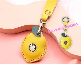 lemon shaped airtag keychain, air-tag case, airtag holder,schlsselanhnger air tag llavero, yellow skyblue light green dark blue color