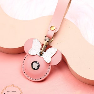 Custodia airtag unica a forma di topo, portachiavi in pelle airtag schlsselanhnger, air tag llavero, adorabile porta airtag miglior regalo per ragazze regalo per bambini