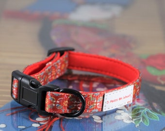 Collar de perro Batik/Collar de perro rojo/Collar de mascota transpirable/Se adapta XS a perro LG/Collar de perro único/collar de perro de pájaros rojos/collar de perro azul/Batik cirebon