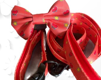 Prince Red Dog Collar Set with Leash and Bow