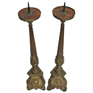 Antique French Candlestick Holder, Pair