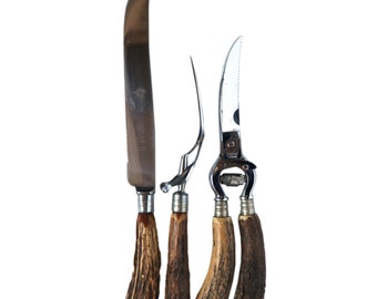 Vintage Antler Carving Set