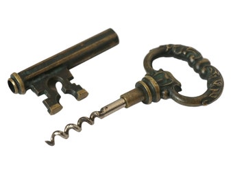 Vintage Brass Skeleton Corkscrew Key